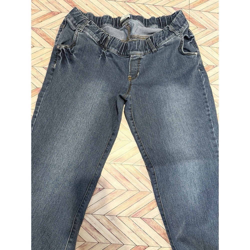 Three Seasons Maternity Jeans Blue Wash Stretch Waist Bootcut Size L Denim